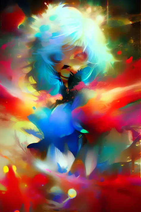 (Still photo:1.3) The (outlined:1.3) ((Masterpiece, better quality,EdgQuality )),  chica The 18 años hermosa, yellow eyes, white hair, ropa vestido con Thetalles y algunas rosas color blanco y naranja, pose agachada en un roca mientras mira hacia su alreTh...