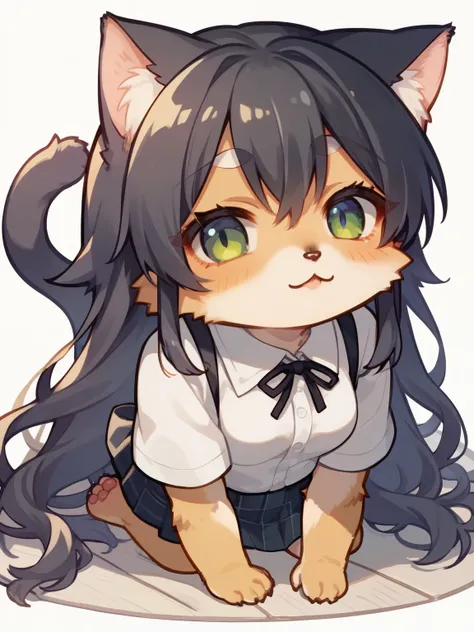 score_9, score_8_up, score_7_up, source_anime, tag1, tag 2, nsfw，uncensored，((   chibi:1.25))，full body portrait of a woman resting, (I like fur, kemono:1.4),     cat girl, About animal noses, long cat ears   ,The hairy cat tail you're looking at, long hai...