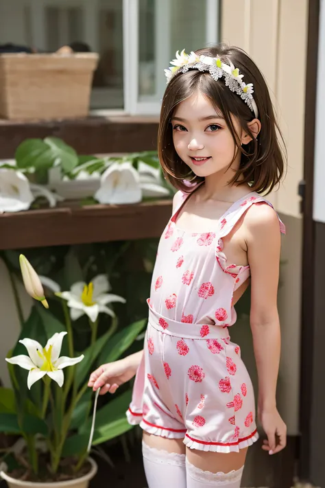 Surrealism, retina, masterpiece, accurate, anatomically correct, super detail, best quality, 8k, extremely precise in every detail, beautiful detailed glow, beautiful attention to detail, beautiful detailed eyes, A young girl stands in a nursery, (wears a ...
