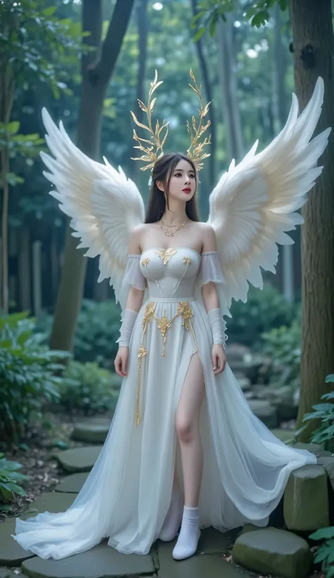 1 girl with white wings, 4k, super real, super sharp