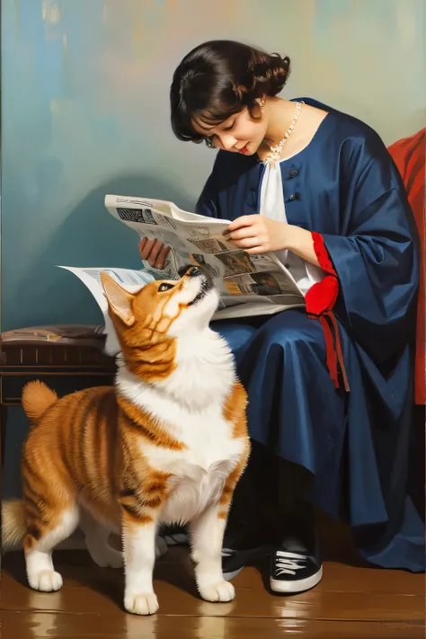 dog sitting on the toilet and reading a newspaper, a super humorous oil painting of a cat playing a piano , very funny oil painting, Picture of a cute dog, Large portrait,  descriptive art , Canvas Art Print, Classical portrait,  extremely realistic , extr...