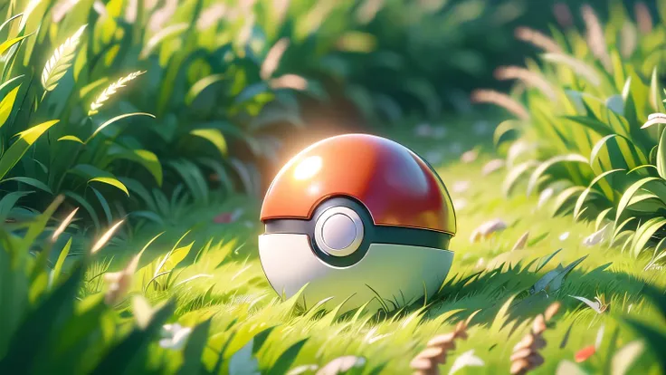 (illustration, best quality, masterpiece, Official Art:1.1), poke ball, Grass Floor