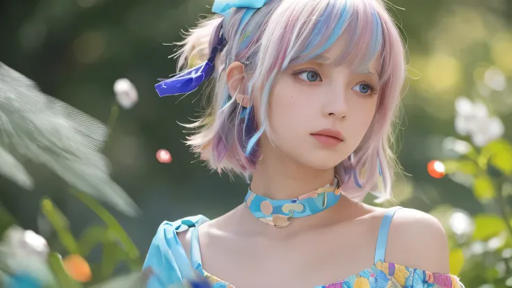 (((masterpiece))),(((best quality))),((ultra detailed)),(illustration),(dynamic angle), ((Floating)),(paint),((disheveled hair)), (Alone ),(a full body girl), ((small_breasts)), ((( detailed animated face ))),((beautiful detailed face)),collar,bare shoulde...