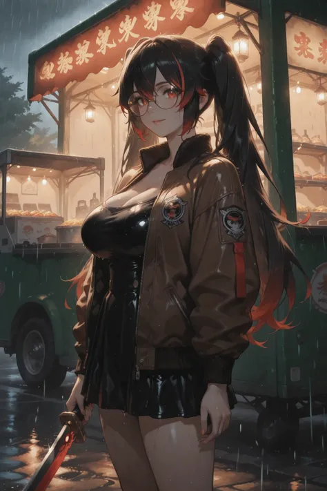(NSFW:1.1), A Realistic image, extremely sharp focus, crisp details, high resolution, low light, cinematic lighting, 4K, 8K. Side view. (correct anatomy and detailed hand). A wide angle shot, a detailed, high quality rendering of LuciaPlume. She's wielding...