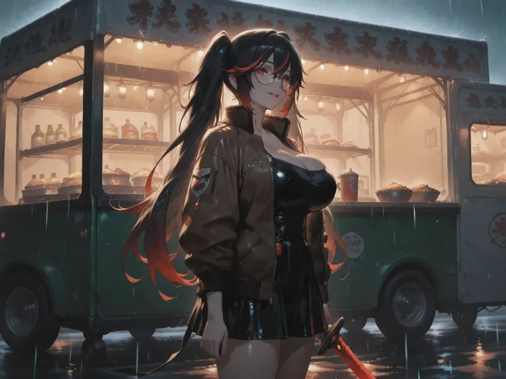 (NSFW:1.1), A Realistic image, extremely sharp focus, crisp details, high resolution, low light, cinematic lighting, 4K, 8K. Side view. (correct anatomy and detailed hand). A wide angle shot, a detailed, high quality rendering of LuciaPlume. She's wielding...