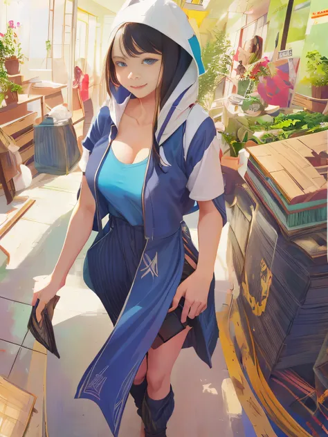 (((best quality、highest resolution、Max Masterpiece、8k)))、(((detailed face)))(((cute face)))(((Baby Face)))(((Young contour)))(((Lovely Eyes and Nose)))、((( Blizzard 10 )))(((model body type)))(((Perfect Podiline)))、(((Big Breasts 1.0)))(((Big Cleavage 1.5)...