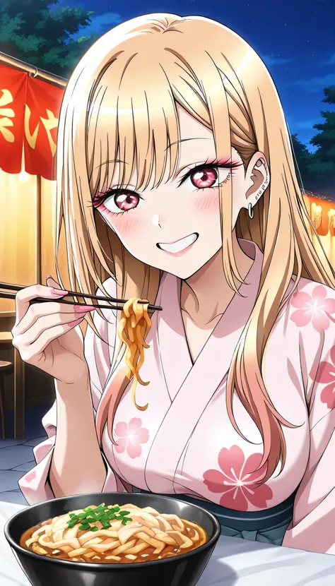  beautiful shining eyes, glossy lips , very well detailed目と顔, long lashes, perfect face, perfect hand in h, perfect fingertips, (Highest Quality, very well detailed, CG illustration, masterpiece:1.2, Best Aesthetics)、marin kitagawa, long hair, bangs, blond...