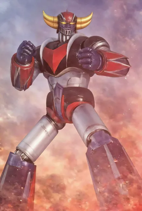 the spaceship crashes into a huge disc、the space battleship explodes The spaceship bursts into flames Mazinger Z super realistic version , has been enhanced and refurbished to the extreme、along with the super real Mazinger Z that has also been armored、...