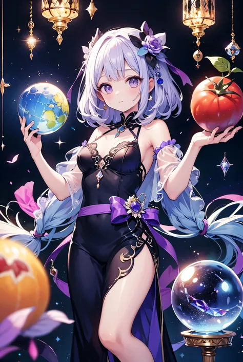 Tomato accessories, purple crystal ball, blue skein, Beauty, garb, garb디자인