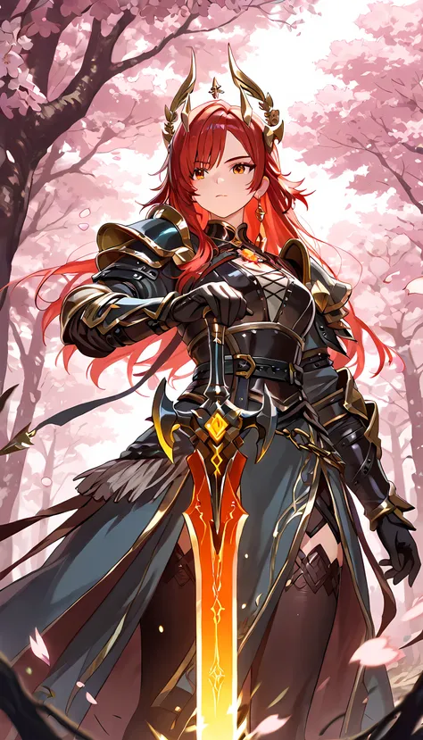 masterpiece, best quality, highres, rare equipment, legendary Hua Mountain Sword forged from a falling meteor, elegant blade shimmering in a gradient of stormy grey and electric blue, the sharpened edge glowing bright blue, hilt and guard intricately carve...