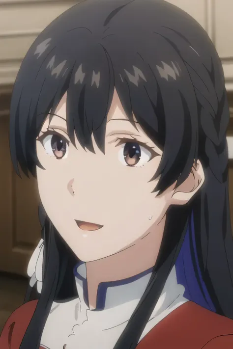 I need a face，Accurate representation of hands and legs，A woman with a lovely smile，can you draw a long red dress of a saint， beautiful smiling woman ，Big Breastsでもウエストが細い，{{X}},depicting her expression more delicately，walking alone，（She's casual，（That wor...