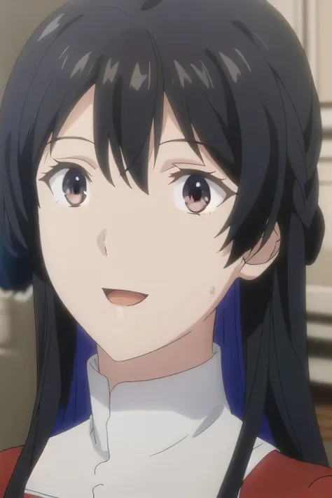 I need a face，Accurate representation of limbs， beautiful smiling woman ，a saint in a long red dress，  beautiful smiling woman  ，Big Breastsでもウエストが細い，{{X}},describe her expression more delicately，walking alone，（She's casual，（That work is enough for one per...