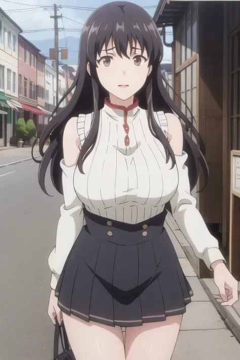  nice smilesを描けますか，Big BreastsをさらにBig Breastsに描いて下さい，My nipples are sharp、、When wet, it becomes transparent ，I'm wearing a miniskirt、nice smiles,{{X}},I'm drawing her expression more delicately，walking alone，        city tour        ,，（（（she's wearing casu...