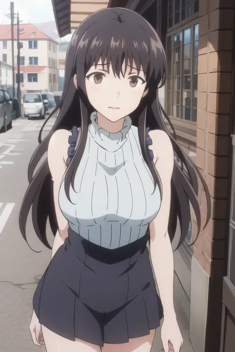  nice smilesを描けますか，Big BreastsをさらにBig Breastsに描いて下さい，My nipples are sharp、、When wet, it becomes transparent ，I'm wearing a miniskirt、nice smiles,{{X}},I'm drawing her expression more delicately，walking alone，        city tour        ,，（（（she's wearing casu...