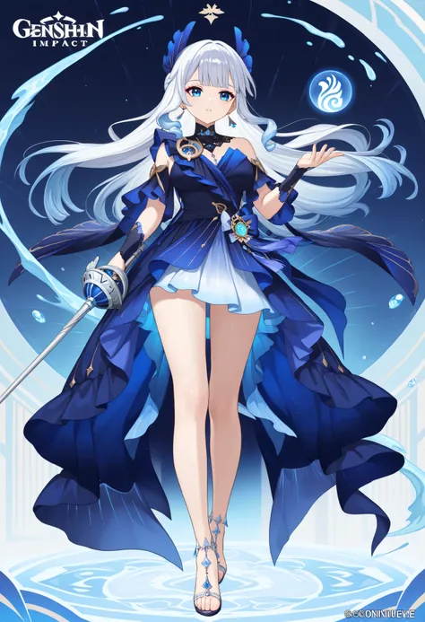 Girl with long hair, white to navy hair, anime aesthetic, anime vibes, Anime, noble girl, anime art wallpaper 4 k, anime art wallpaper 4k, anime art wallpaper 8 k, anime background art,anime asthetic, masterpiece , top quality, woman, ((azure eyes)). sol...
