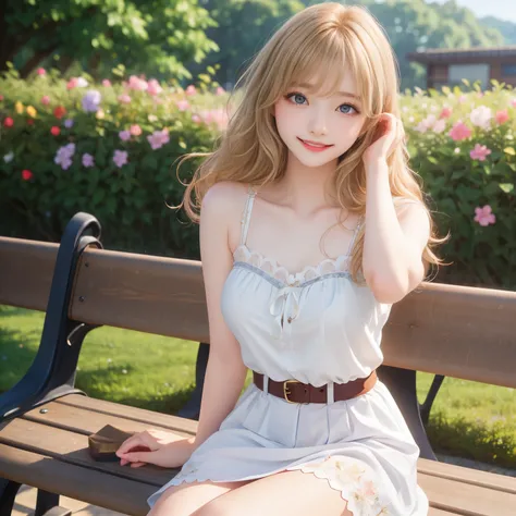 (masterpiece,best quality: 1.4),(8k,raw photo,photo realistic:1.2),shiny skin, detailed skin,detailed face,detailed eyes,Japanese idol,beautiful face,dsy,Flower garden, blue sky, countryside, one beautiful girl, very pretty, petite, (large breasts), elemen...