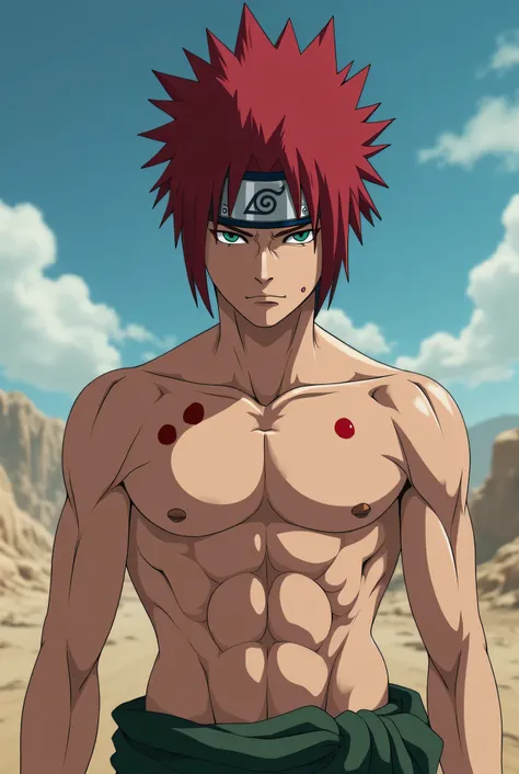 Create the character Gaara from the anime Naruto shirtless