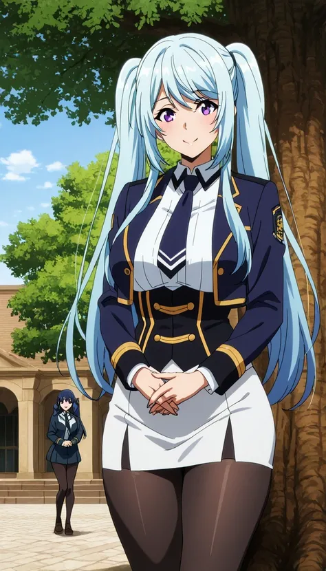 score_9, score_8_up, score_7_up, source_anime top quality、8k、masterpiece、natural light、high accuracy、perfect anatomy、transparent yoga tights for one woman、Mature Woman、medium breasts, sagging breasts:1.6, voluptuous body, epsilon, long hair, twintails, blu...