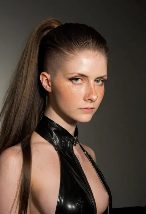 score_9,score_8_up,score_7_up, ((the extreme beautiful 18yo woman rock model)), pale skin, (freckles:), (dramatic lighting:0.8), (((high shaved sides hair))), stage lighting, rembrandt lighting, noir, pinup, portrait, (((high shaved sides hair))), ((extrem...