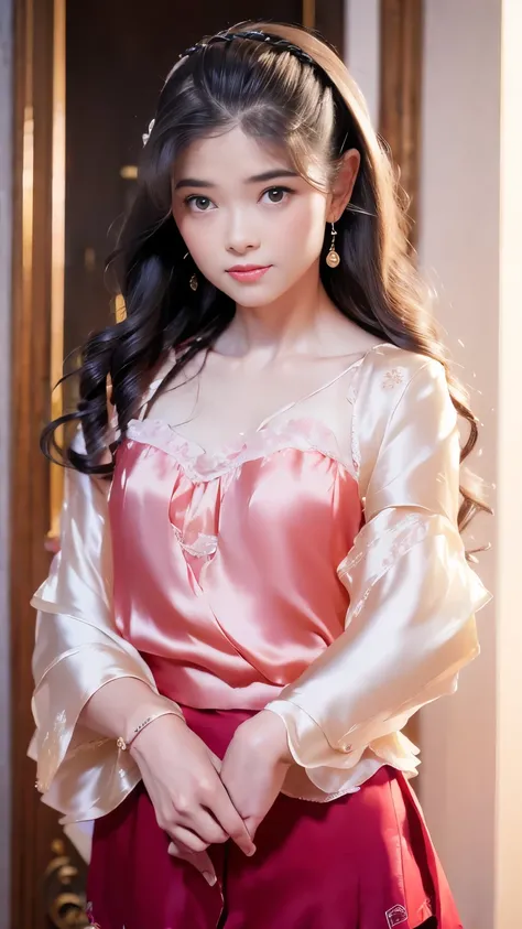 best quality, Realistic, super detailed, down to the last detail, High resolution, 4k wallpaper, Beautiful woman, (Small Breasts:1.2), (Trendy Hairstyles), Earrings, wore a suit, perfect dynamic composition, beautiful and delicate eyes, delicate hair, Roun...