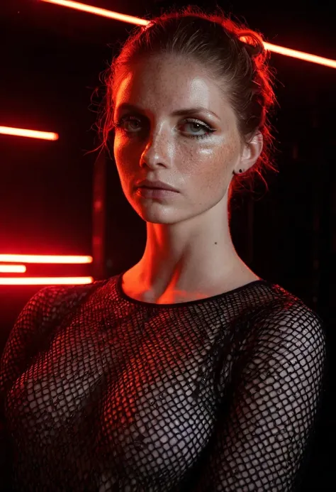 score_9,score_8_up,score_7_up, 1girl, goth, pale skin, (freckles), (dramatic lighting:0.8), neon lighting, rembrandt lighting, noir, pinup, portrait, (high resolution:1.2), intricate, (cinematic quality, extremely detailed:1.4), realistic ambient shadows,...