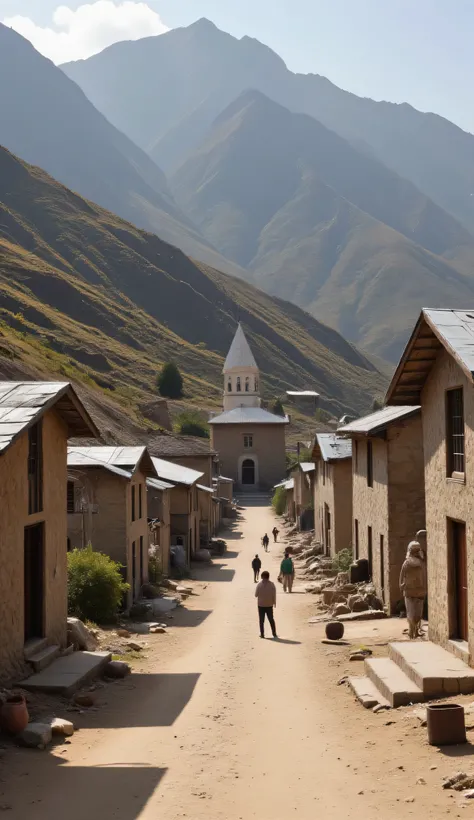 highdefinition images、Mchush(and Mount Batula V)and a poor village at the foot of the mountain where the mosque is built、dirt and a sense of life、the state of a village in a mountainous area