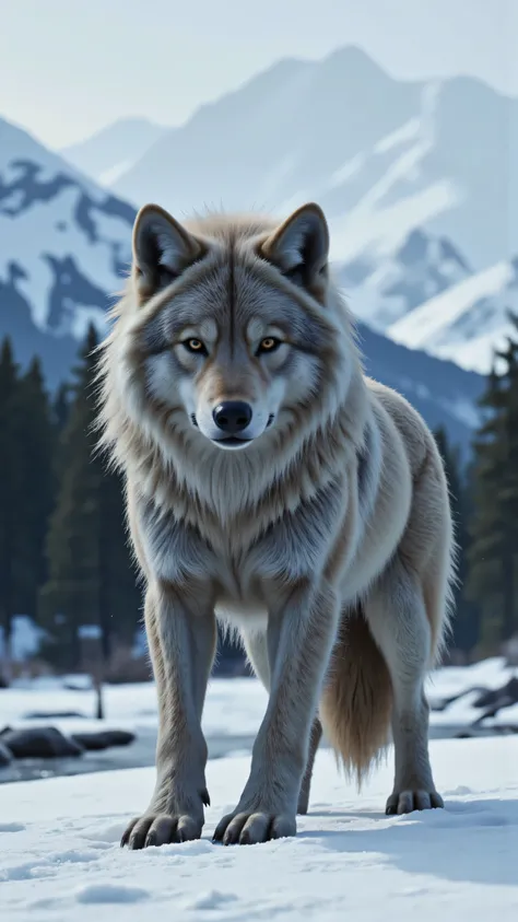 highdefinition images、Northern Wolf、Beautiful Coat、in the harsh natural environment of the アラスカ、A werewolf that lives strong