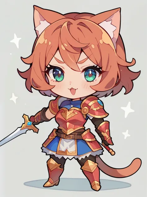 SCORE_9, SCORE_8_ UP, SCORE_7_ UP, SCORE_6_ UP, SCORE_5_ UP, Anime，nsfw， Uncorrected ，( chibi:1.4)， ( Female Warrior)，One person in armor、little woman with a sword，Female Knight，Cat ears，Cat tail，Girl in Armor，Gorgeous Female Paladin，fantasy Paladin woman，...