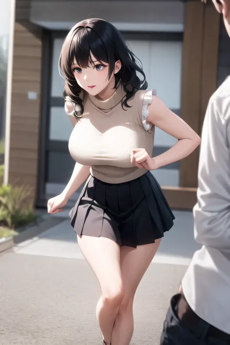 please draw the facial expression more delicately，I'm taking a walk with a nice smile，The face is absolutely necessary，Looking Down at the Viewer，{{X}},can you draw a more delicate eXpression，walking alone，     city tour     ,，（（（She's wearing casual touri...