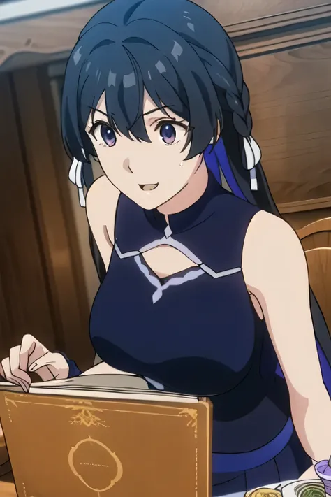 I want to see her full body too，Please draw her expression more delicately，Please draw her hands and feet more accurately，her nipples are wet、 Wear ，Can you draw a pleated miniskirt，彼女のBig breastsをもっと大きく描いてください，Black hair long hair，nice smileの女性，She's wear...