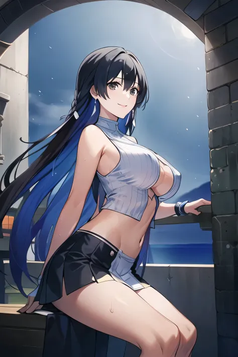 I'm in a dark cave,Can you draw a figure being attacked by a ton of tentacles,can you draw a more delicate expression,Draw a lovely smiling woman in a beautiful rainbow?、,I need a face,Accurate Physical Expression,Woman with a nice smile My nipples are poi...