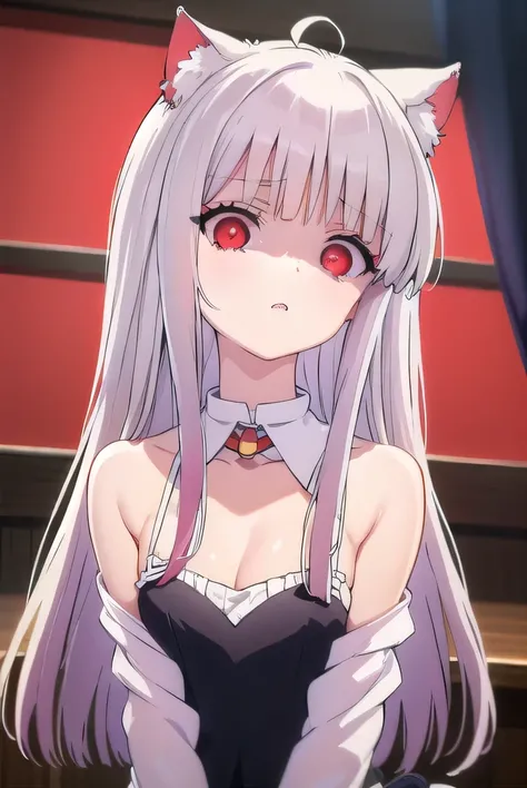 sigtuna julie, masterpiece, best quality, ultra-high-detailed, (red eyes:1.5), long sleeves, animal ears, tail, white hair, shorts, cat ears, cat tail, curly hair, (small breast:1.2), BREAK looking at viewer, BREAK outside, BREAK (masterpiece:1.2), best qu...