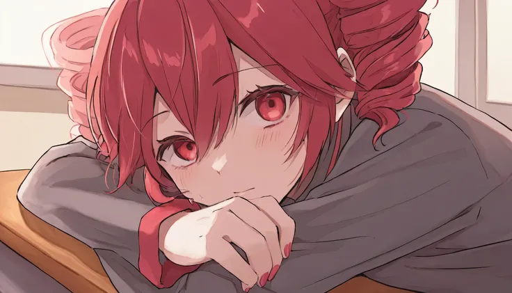 Kasane Teto lying on a desk Anime picture