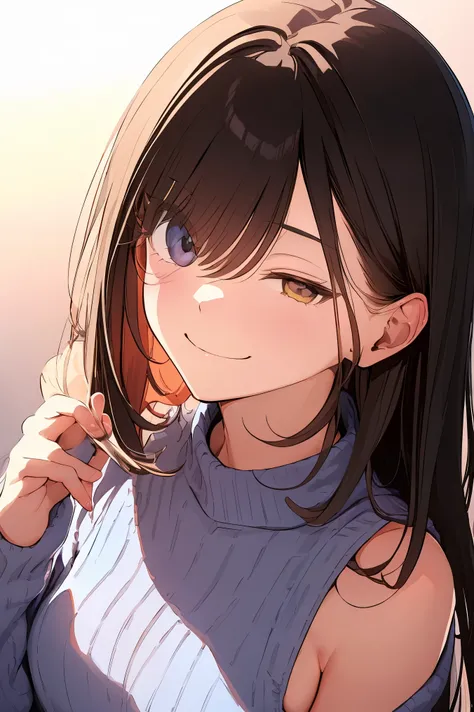 first-person view, UHD, (((masterpiece, textured skin))), (super detail), high details, high quality, ((best quality)), A cheerful young Japanese girl with straight, silky black hair down to her shoulders, smiling brightly and winking playfully. Soft, smoo...