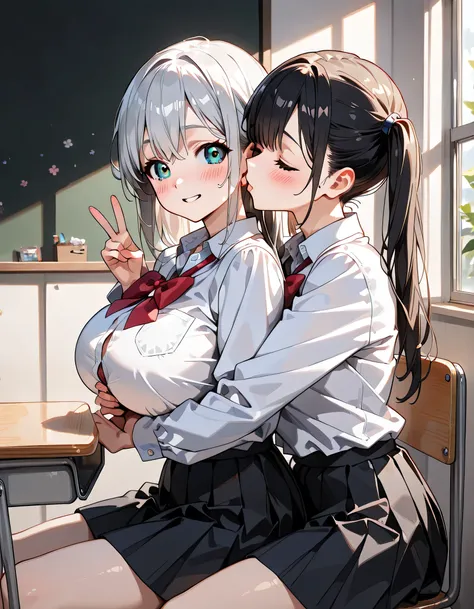 ((ultra-detailed)), (highly detailed CG illustration), (best quality:1.2), ultra-highly detailed, colorful composition, artistic photoshoot, 2 girls, duo focus,cowboy shot, moe anime character, 2 girls, dainty facial structure, baby face, round face, round...
