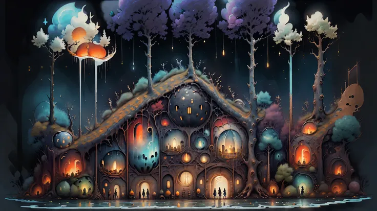 (obra maestra),(mejor calidad:1.0), (Ultra high resolution:1.0), detailed illustration of onepiecestyle, complicated, detailed landscape, vivid colors, sunset, cloud, (( Magical, beautiful, Otherworldly, tree々:1.4 )), (( mejor calidad, vivid, 32K , Well De...
