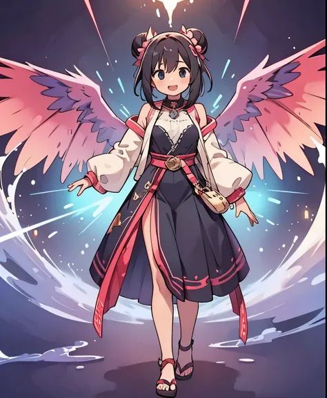 (masterpiece、Top quality、Top quality、Official Art、Beautiful Beautiful:1.2)、beautiful breasts、black bun hair、(masterpiece, Top quality), (Detailed Hair), ultra high definition, anime style, full body, solo, cyberpunk jackal girl standing on digital ground, ...