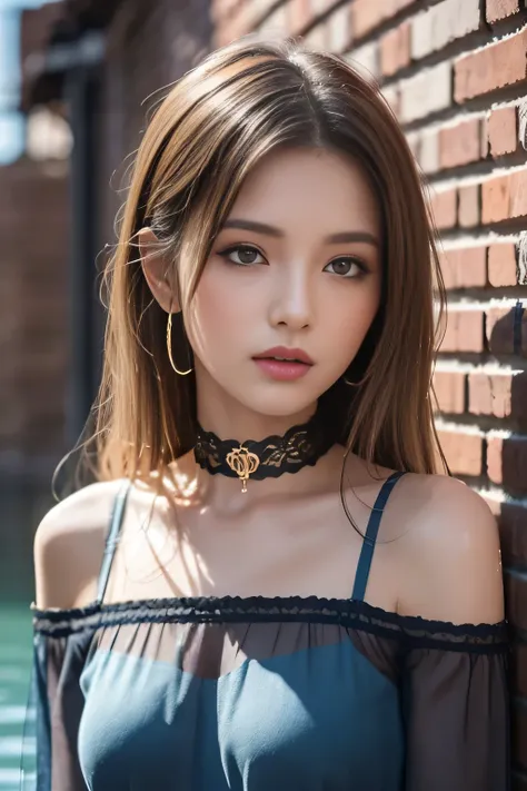Ultra-realistic 8k CG, Masterpiece, (( Super Detailed Backgrounds ,  Delicate Patterns ,  intricate detail in wet water)),  best quality ,  intricate detail in wet waters,  Color Difference,  1 girl,  long hair,   golden hair ,  messy hair, Red highlights,...