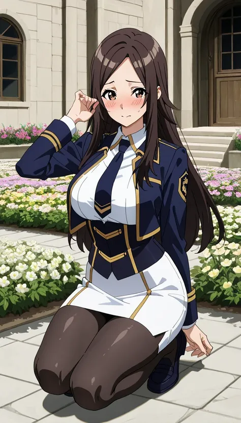SCORE_9, SCORE_8_UP, SCORE_7_UP, Source_Anime Top Quality、8k、masterpiece、Natural Light、and high precision、Perfect Anatomy、one woman、medium breasts, sagging breasts:1.6, voluptuous body, (nu), parted bangs, brown hair, long hair, brown eyes, (Happy Expressi...