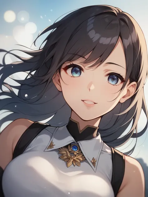 score_9, score_8_up, score_7_up, score_6_up, Source_anime, nsfw，Portrait of a young girl ,  Photographed in a minimalist environment . She is glowing , White, tight clothes that accentuate her body lines .  Her hair is styled in gentle waves , falling to h...