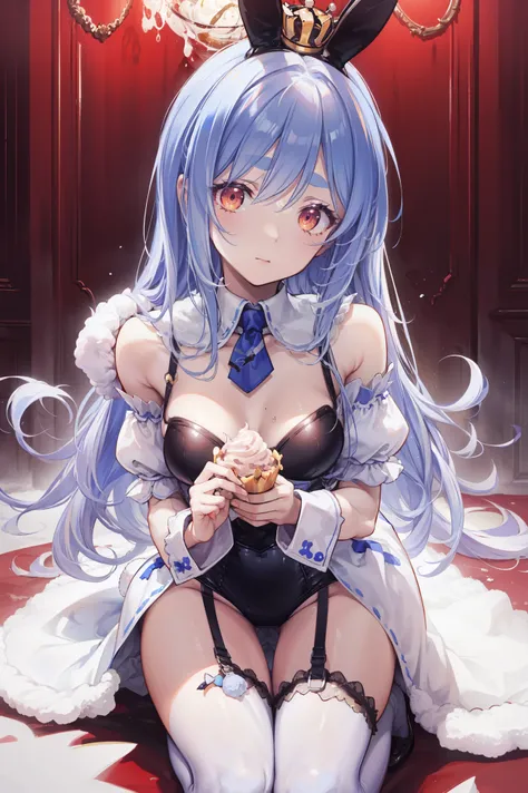 (Naughty Bunny Girl),random type of costume,(long straight hair)，( The crown is uneven )white underwear，cartoon style,Cute expressions,Lively action,rich in details,4k HD,super realistic,professional grade,fantastic color,soft light and shadow,interior sce...