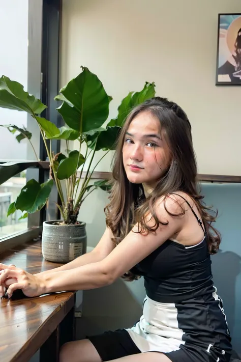 Beautiful Indonesian Girl , long black hair, kulit putih, tall slightly chubby, payudara indah, tanpa baju, bra warna hitam, sensualperhona,wajah cantik,pose menggoda,,interior mewah,cahaya hangat,elegant background,teksur halus,4k,HDR,ultra-detailed,foto...