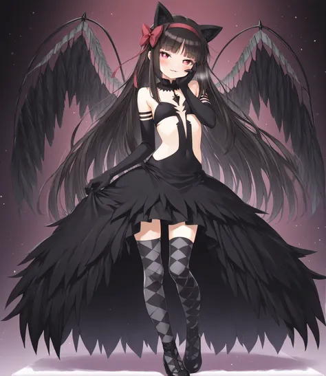 1girl,solo,ren,Anime Girl,short girl,Black fox ears,Black fox earsをつけたlittle girl,, 1:4,, lori, , lori girl , Cute Cute Girl,,(flat chest1:6),flat chest,,beautiful face,Long Lashes,,(hime cut black super long hair1:6),princess cut hair,,Blush。ultra-detaile...