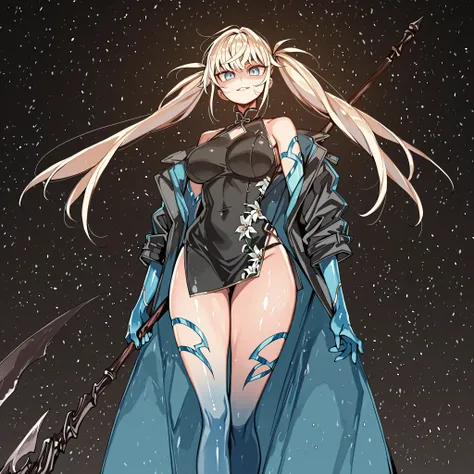 Alone, 1 girl, bright blonde hair, styled like Lily's in "Lilith's Cord", with long pigtails like Lily's in "Lilith's Cord", bangs all over her face like Lily's in "Lilith's Cord", bright blue eyes, face like Lily's in "Lilith's Cord", bright eyes, perfect...
