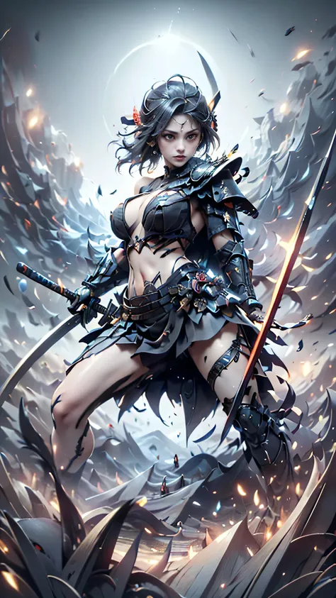 masterpiece,Picture,Top quality,8k,Highest image quality,ultra-detailed,super detailed skin,perfect anatomy,detailed,official art,young woman,1girl,warrior,( wielding a Japanese yari spear with great force:1.6),(eye close-up:1.8),(from front),(Battle Poses...