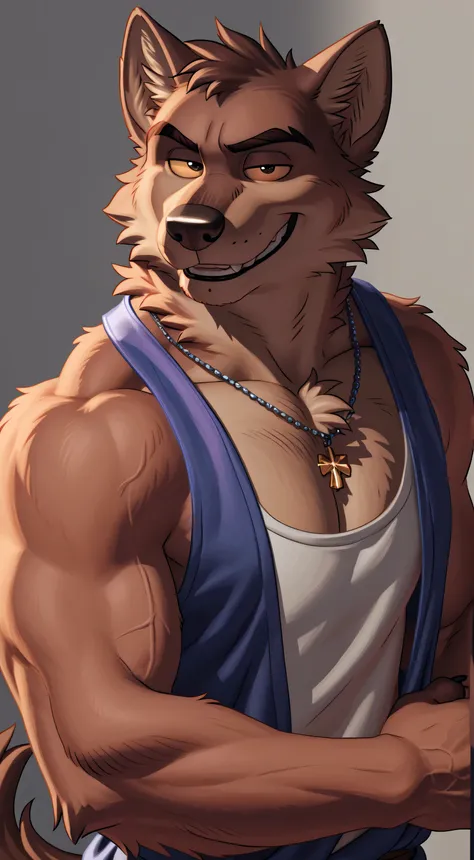 Mr Wolf, bg, 4k, high resolution, best quality, detailed, posted on e621, solo, anthro body, masculine, male, (very muscular, defined muscles):1, simple background, correct anatomy, (detailed eyes:1.1), sexy, (cel shaded, cartoony shading, strong shadows, ...