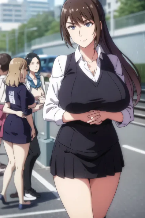 Don't get drenched in heavy rain，My Nipples Are Sharp、My Areolas Can Be Seen Through，My whole body is wet in heavy rain，Black wool sweater without sleeves，Please Cover My Breasts with My Clothes，High Socks on My Feet，accurate depiction of hands and feet，dr...