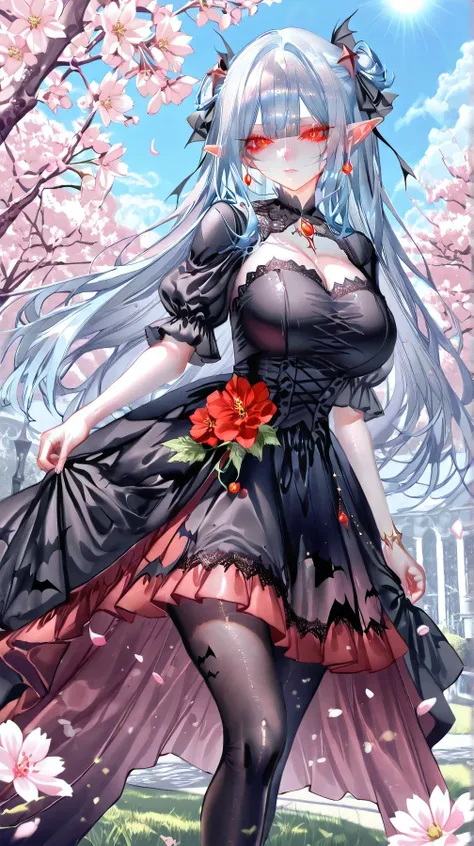 masterpiece,best quality,illustration,ultra detailed,hdr,Depth of field,colorfu),pottsness,iumu,Sheya,1girl,solo,looking at viewer,very long hair,light blue hair,long straight hair,red eyes,blunt bangs,glowing eyes,pointy_ears,****,tsurime,Huge breasts,clo...