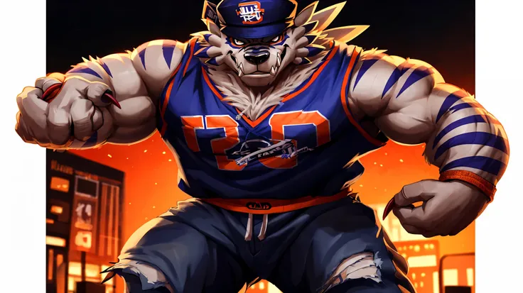 Garurumon,garurumon,digimon,,werewolf,male,aldult,alone, Solo, 4K,best quality,whole body, standing in a baddass pose.,Show arms muscles, (muscular, Athletic body:1.0), biceps, 弯曲biceps, anatomically correct,Delicate fur,pride,soft shadow, evil, crazy, ma...