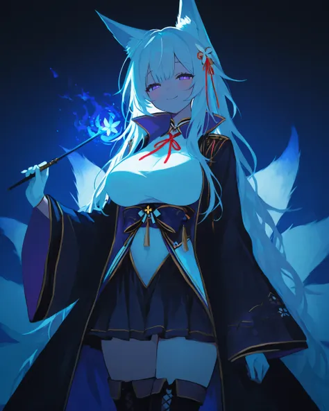 1girl, black coat, black skirt, blush, boots, breasts, coat, gloves, hair ribbon, high-waist skirt, large breasts, leotard, long hair, long sleeves, looking at viewer, neck ribbon, open clothes, open coat, popped collar, purple eyes, white hair, red ribbon...